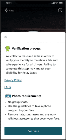 Relay screen with verification overview.