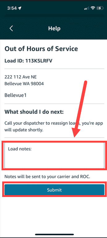 Arrow pointing to load notes.