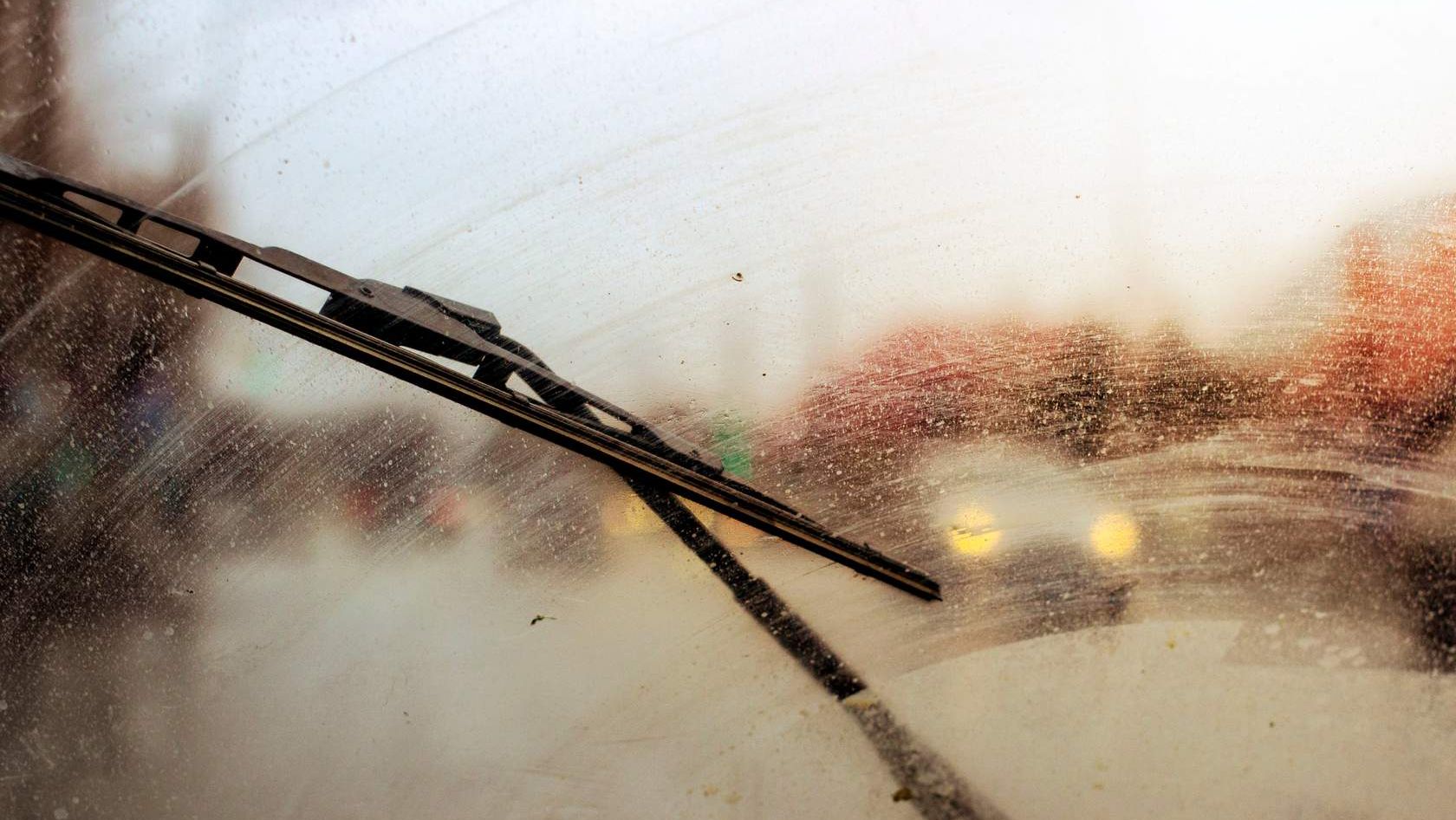 Close-up of windshield wiper.