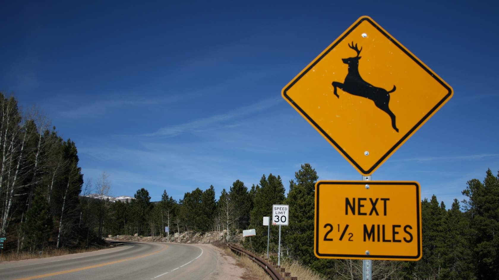 Road signage for deer warning.