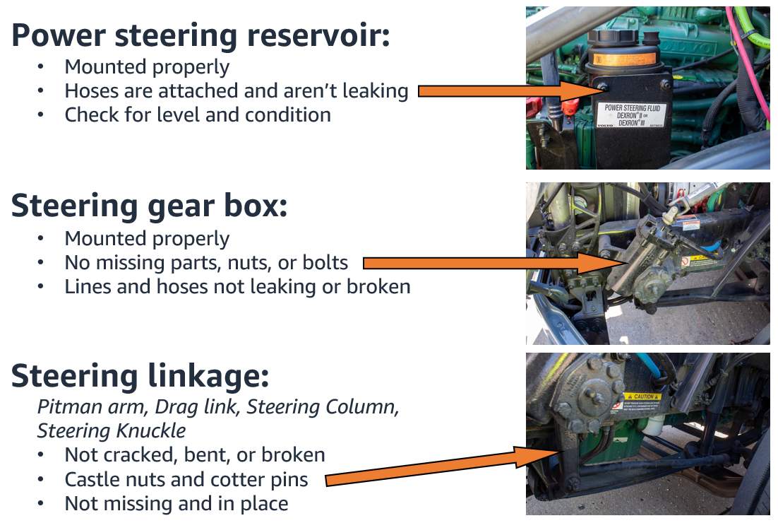 power steering reservoir, steering gear box, steering linkage