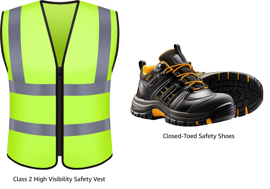 safety vest and safety shoes